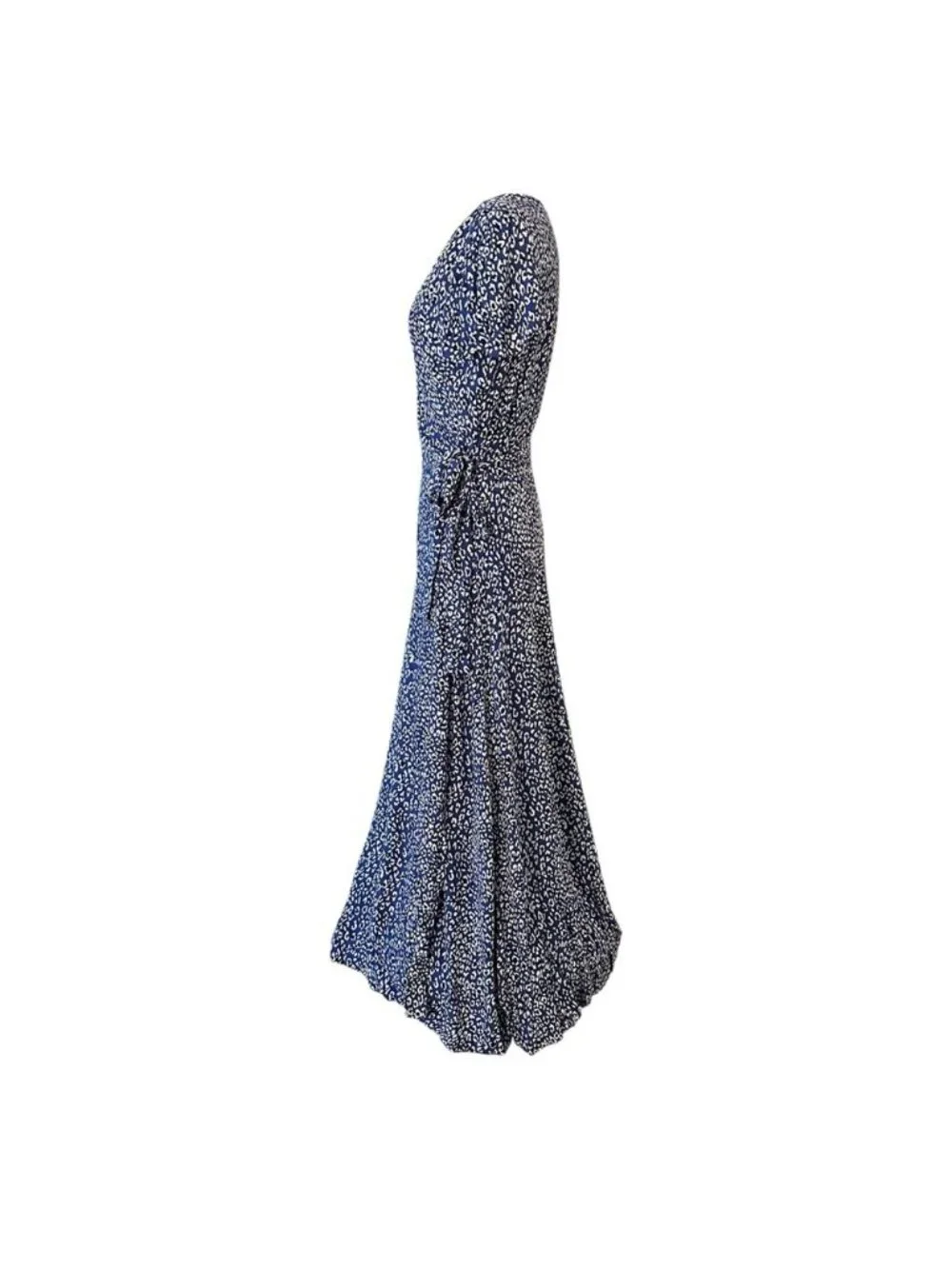NWT Free People | Women's Blue White Animal Leopard Print Wrap Maxi Dress Size M